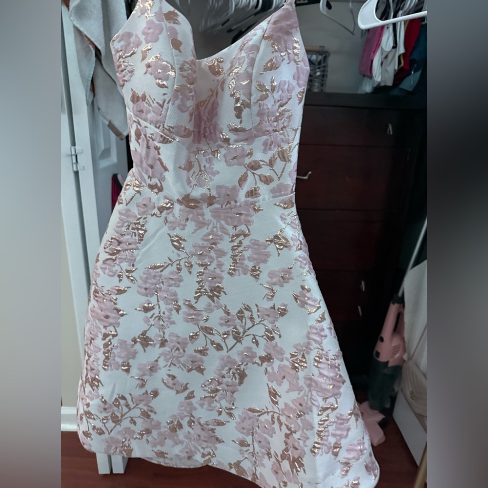 Macy's Pink and White Floral Dress